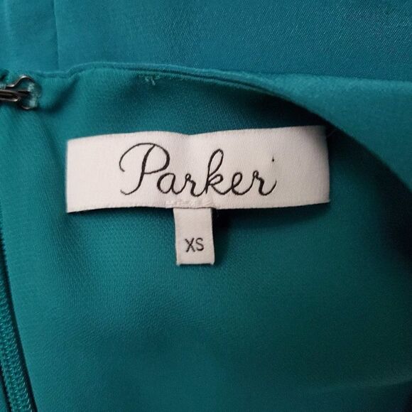 PARKER kelly green 100% silk peplum blouse XS - Picture 5 of 7